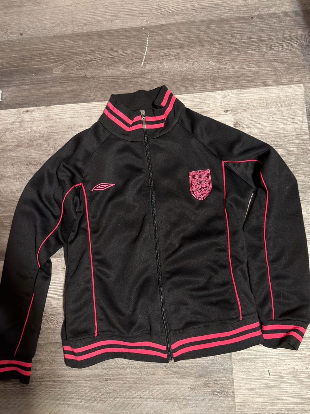 Umbro Black Jacket with Pink England Crest